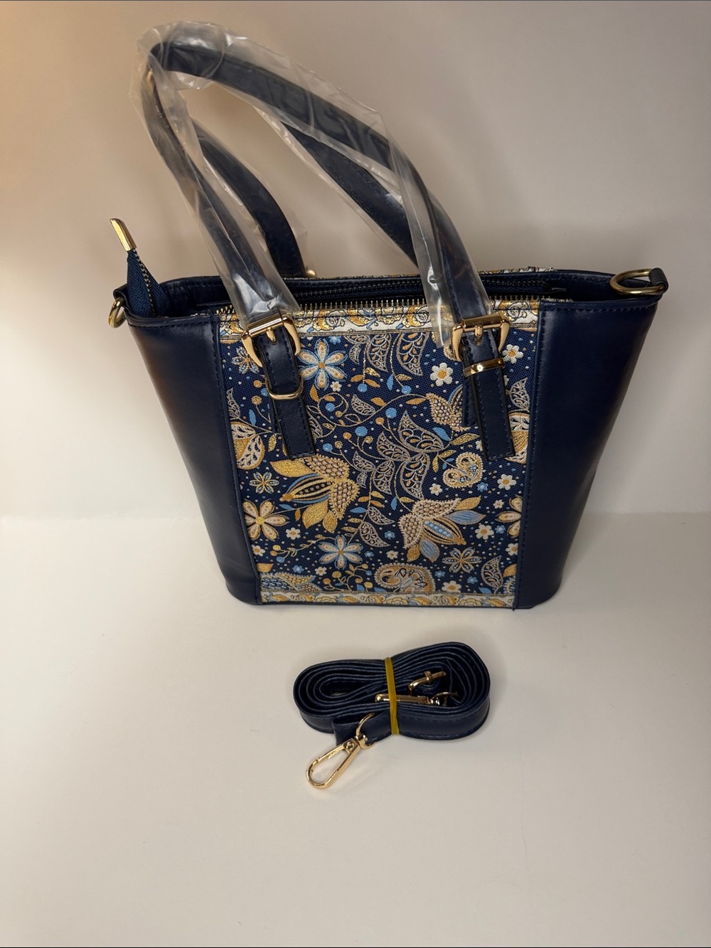 Mottif Istanbul Authentic Woven Shoulder - Navy and Gold